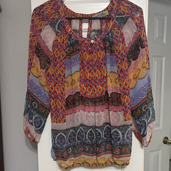 figueroa & flower Tops - Colorful Geometric Women's Blouse